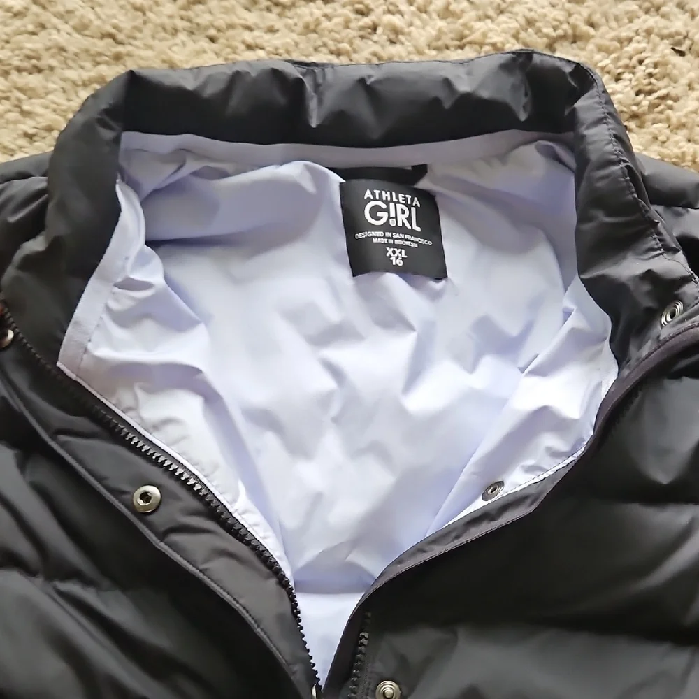 Girl's Black Puffer Jacket, Size XXL